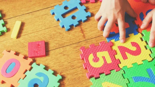 Child engaging with educational puzzles for brain development
